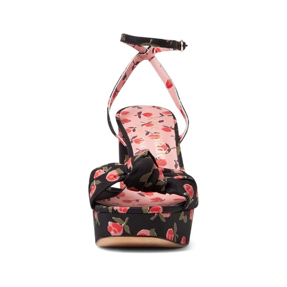 NEW Kate Spade New York Confetti Ditsy Rose/Black PLATFORM SANDALS HEELS NIB - Picture 2 of 11
